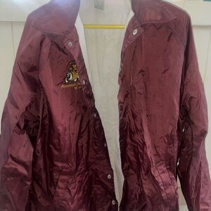 Maroon Snap Button Jacket with Embroidered Logo